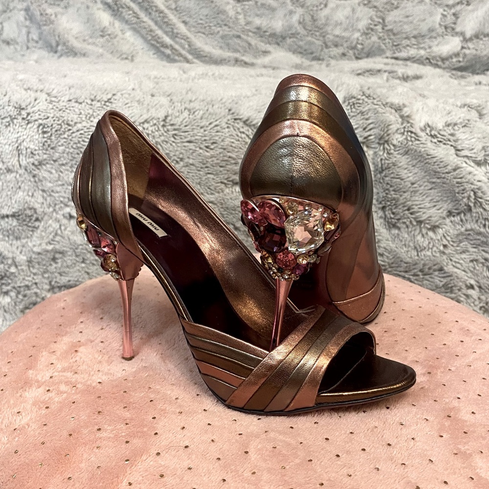 Authentic MiuMiu shoes with rhinestones/crystals.